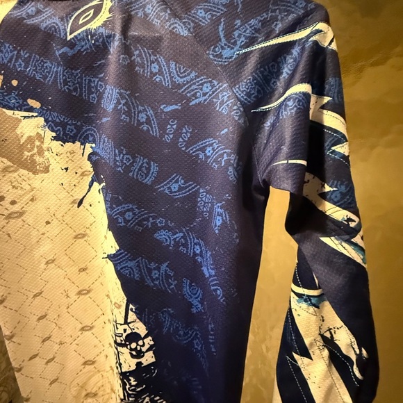 O’Neil Kids Blue and White Graphic Motorcrss Riding Shirt Sz L 7/8 - Picture 15 of 16